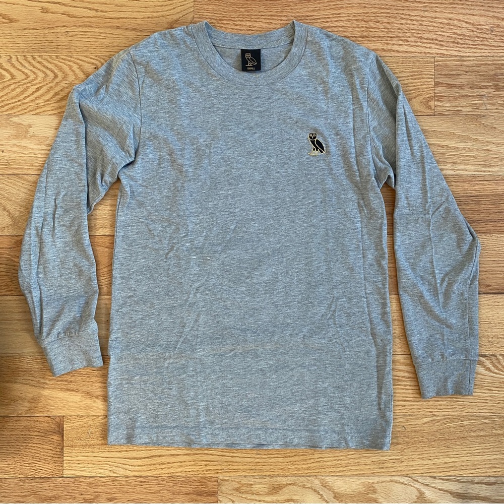 OVO Embroidered Owl Long Sleeve - Heather Gray
